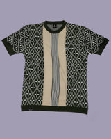 Pixin Green With Cream Knitted Cotton T-Shirt