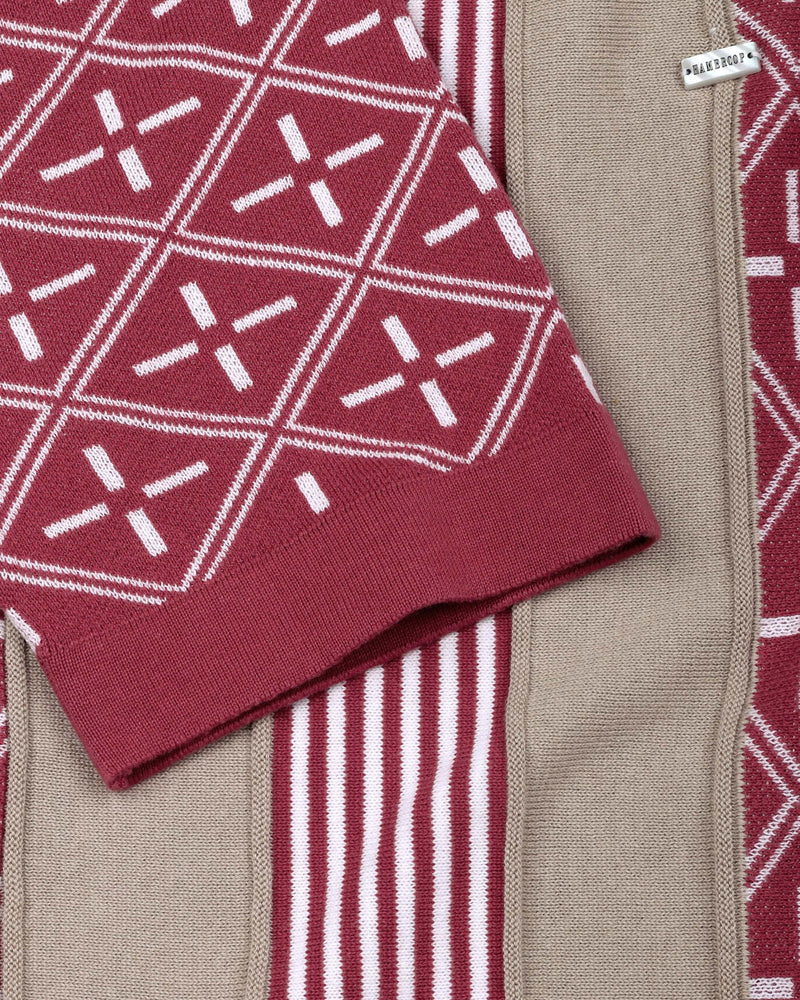 Pixin Dusty Pink With Cream Knitted Cotton T-Shirt