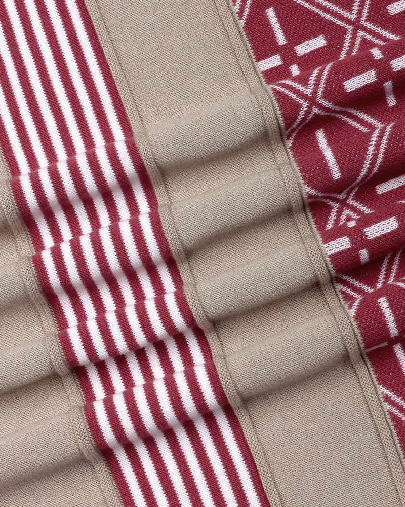 Pixin Dusty Pink With Cream Knitted Cotton T-Shirt