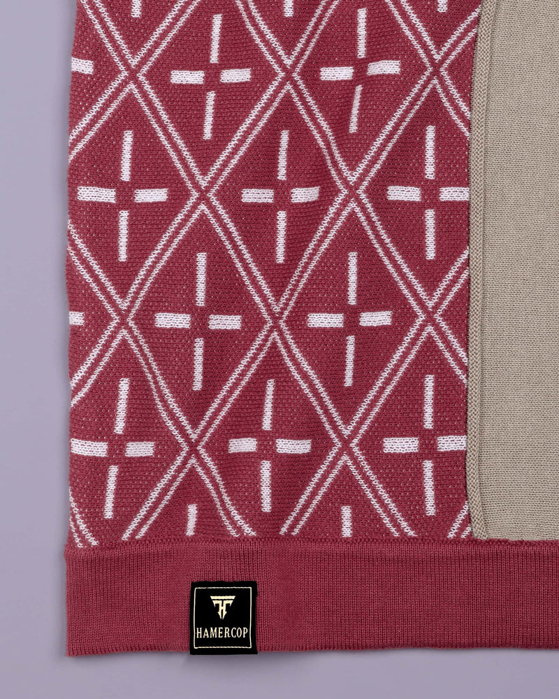 Pixin Dusty Pink With Cream Knitted Cotton T-Shirt