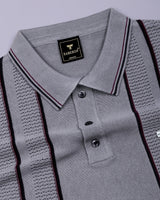 Blozen Gray Knitted Cotton Polo T-Shirt