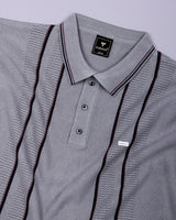 Blozen Gray Knitted Cotton Polo T-Shirt
