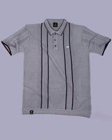 Blozen Gray Knitted Cotton Polo T-Shirt