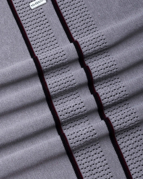 Blozen Gray Knitted Cotton Polo T-Shirt