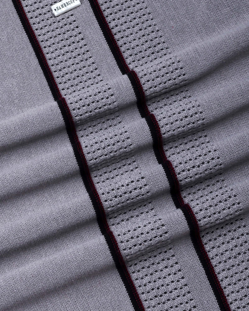 Blozen Gray Knitted Cotton Polo T-Shirt