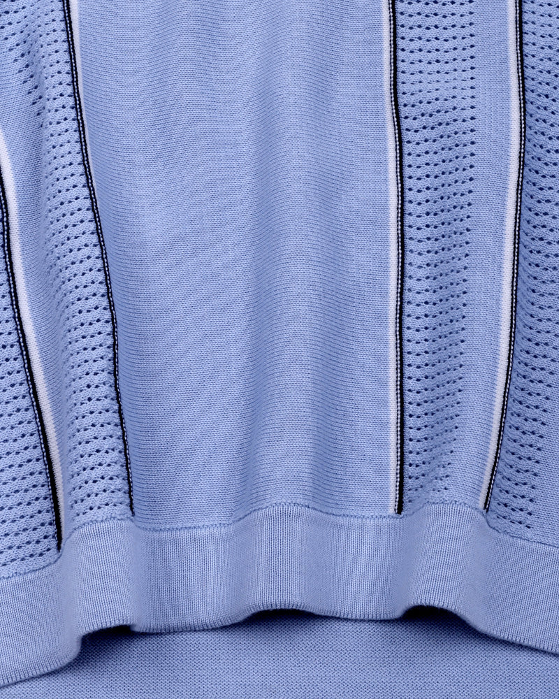 Blozen SkyBlue Knitted Cotton Polo T-Shirt