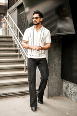 Blozen White Knitted Cotton Polo T-Shirt