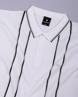 Blozen White Knitted Cotton Polo T-Shirt