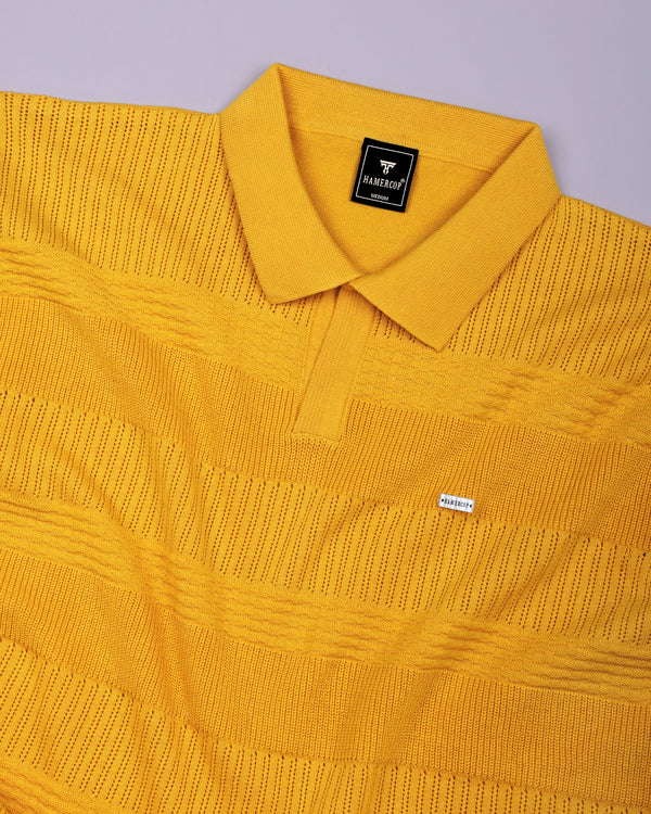 Venus Yellow Knitted Cotton Polo T-Shirt