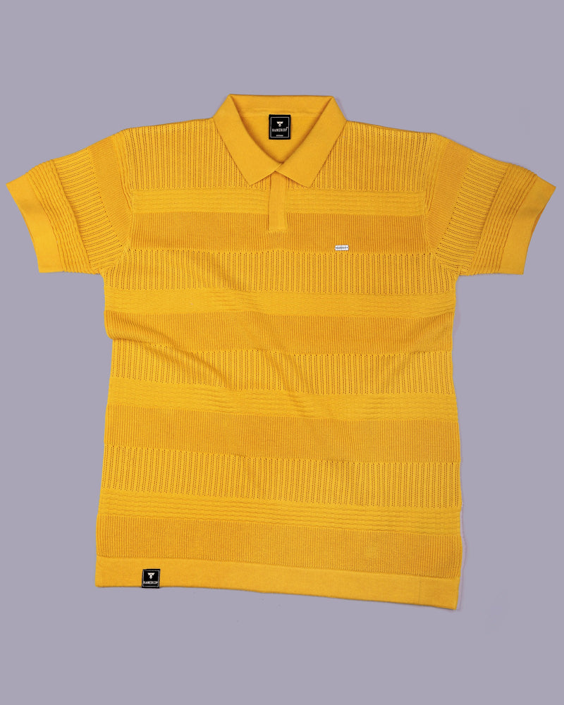 Venus Yellow Knitted Cotton Polo T-Shirt