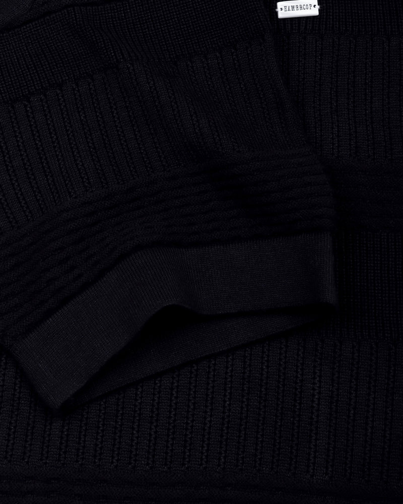 Venus Black Knitted Cotton Polo T-Shirt