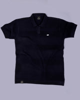 Venus Black Knitted Cotton Polo T-Shirt