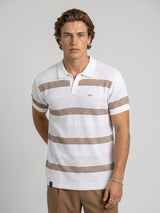 Zupiter White With Cream Knitted Cotton Polo T-Shirt