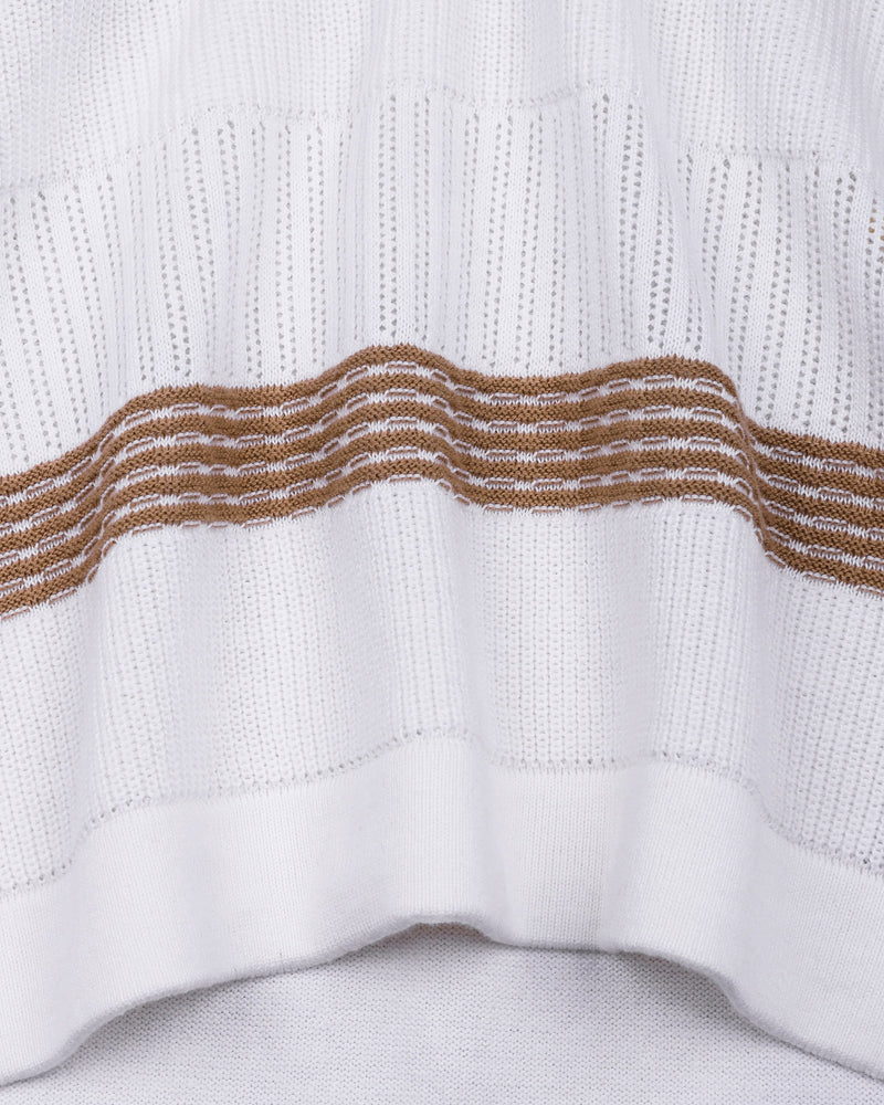 Zupiter White With Cream Knitted Cotton Polo T-Shirt