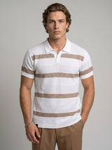 Zupiter White With Cream Knitted Cotton Polo T-Shirt