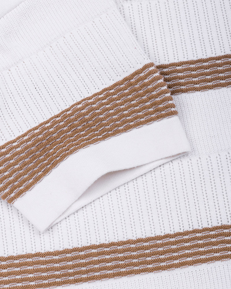 Zupiter White With Cream Knitted Cotton Polo T-Shirt