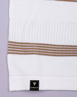 Zupiter White With Cream Knitted Cotton Polo T-Shirt