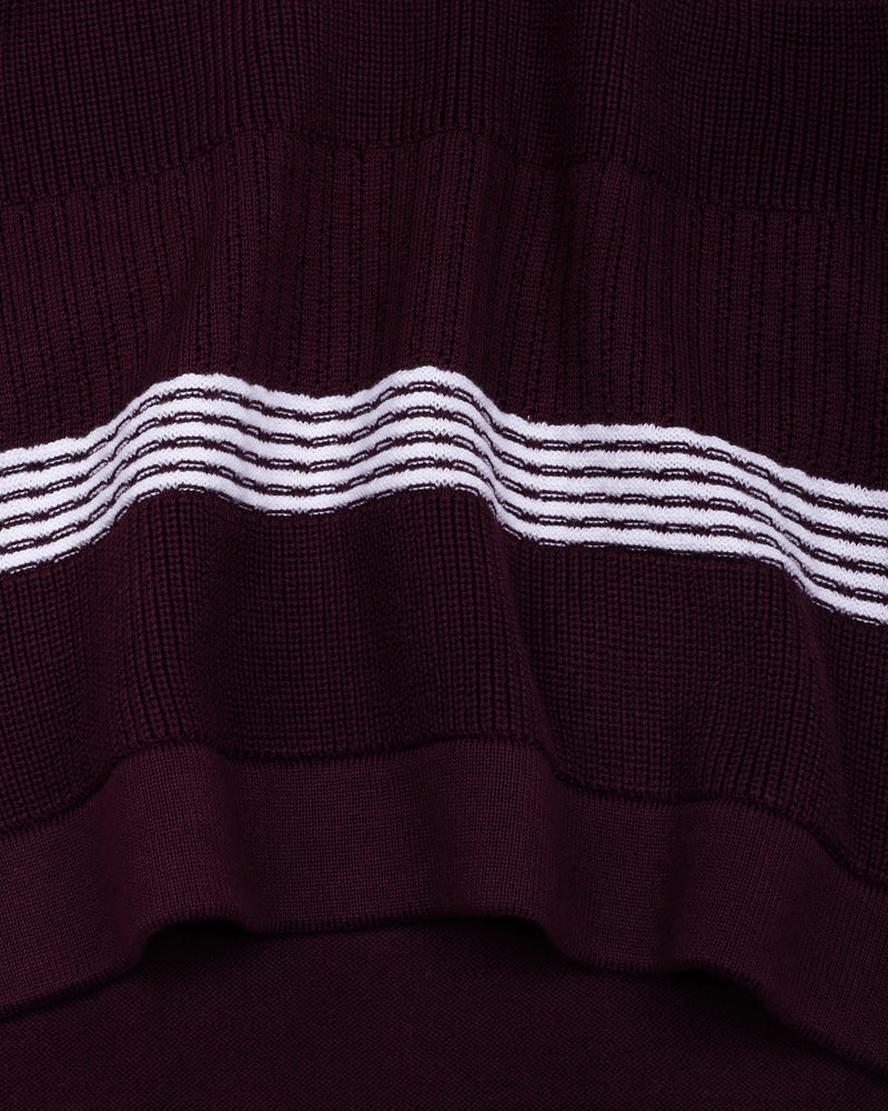 Zupiter Wine Maroon With White Knitted Cotton Polo T-Shirt