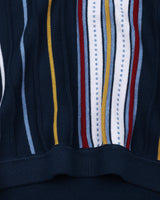 Slice Blue Multicolor Knitted Cotton Polo T-Shirt