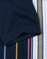 Slice Blue Multicolor Knitted Cotton Polo T-Shirt