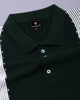 Unix Green With White Knitted Cotton Polo T-Shirt