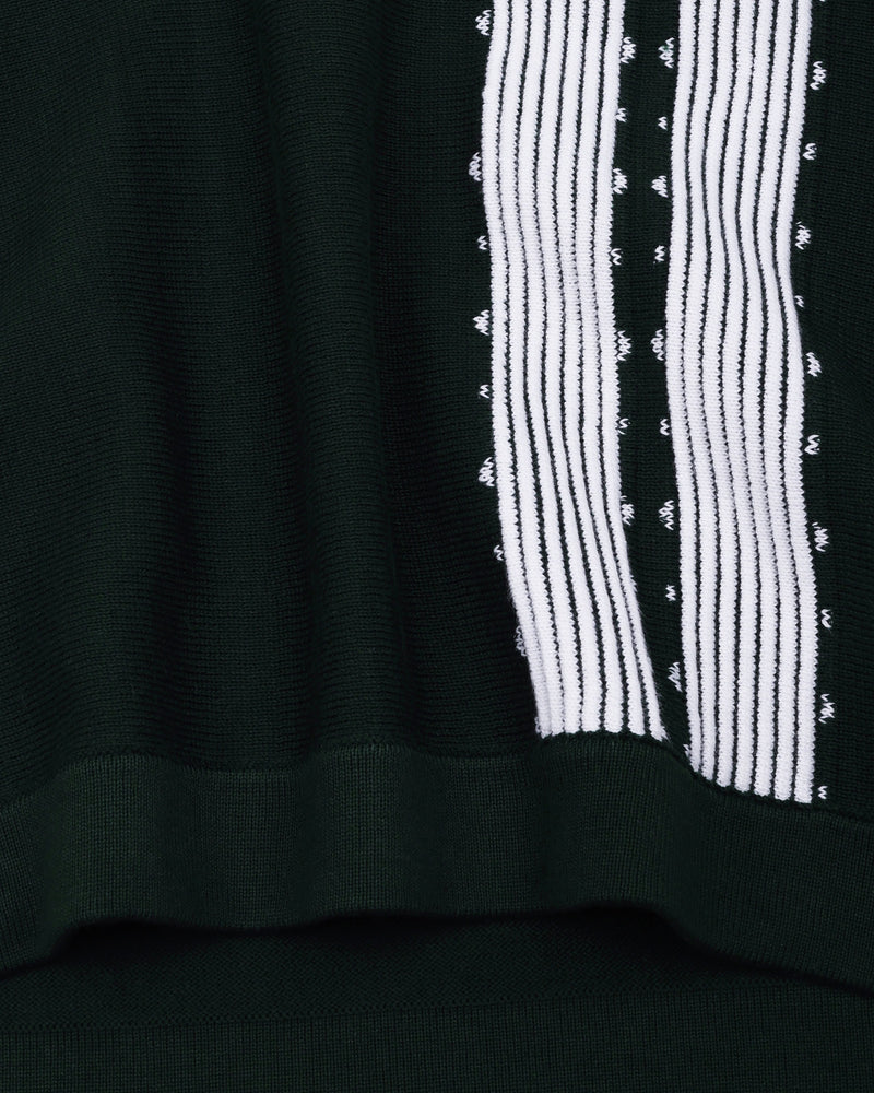 Unix Green With White Knitted Cotton Polo T-Shirt