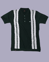 Unix Green With White Knitted Cotton Polo T-Shirt