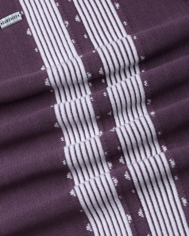 Unix Onion Pink With White Knitted Cotton Polo T-Shirt