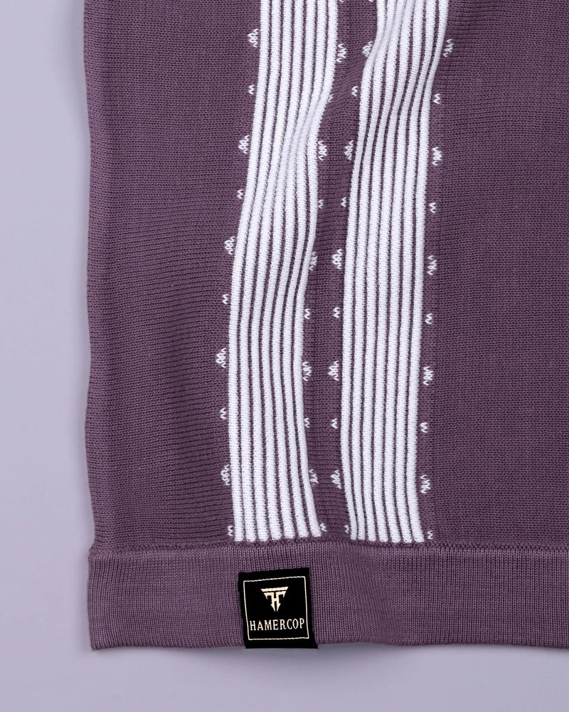 Unix Onion Pink With White Knitted Cotton Polo T-Shirt