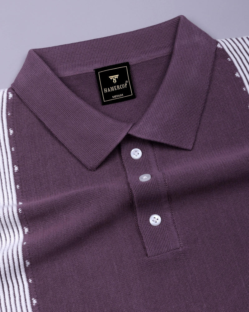 Unix Onion Pink With White Knitted Cotton Polo T-Shirt