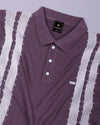 Unix Onion Pink With White Knitted Cotton Polo T-Shirt