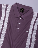 Unix Onion Pink With White Knitted Cotton Polo T-Shirt