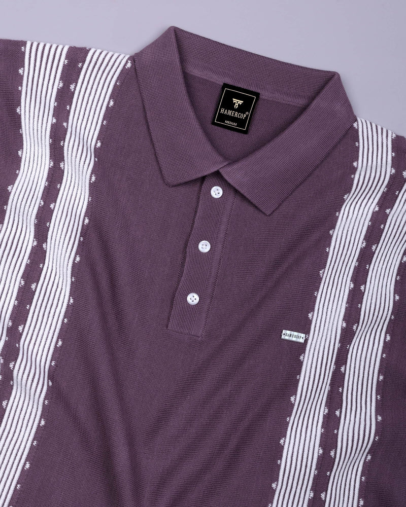 Unix Onion Pink With White Knitted Cotton Polo T-Shirt