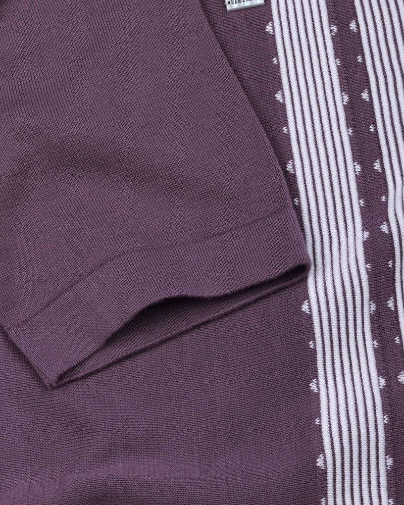 Unix Onion Pink With White Knitted Cotton Polo T-Shirt