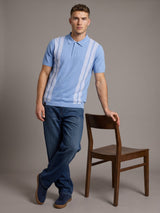 Unix SkyBlue With White Knitted Cotton Polo T-Shirt