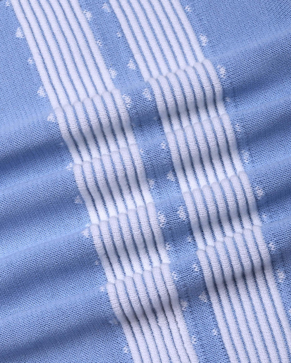 Unix SkyBlue With White Knitted Cotton Polo T-Shirt