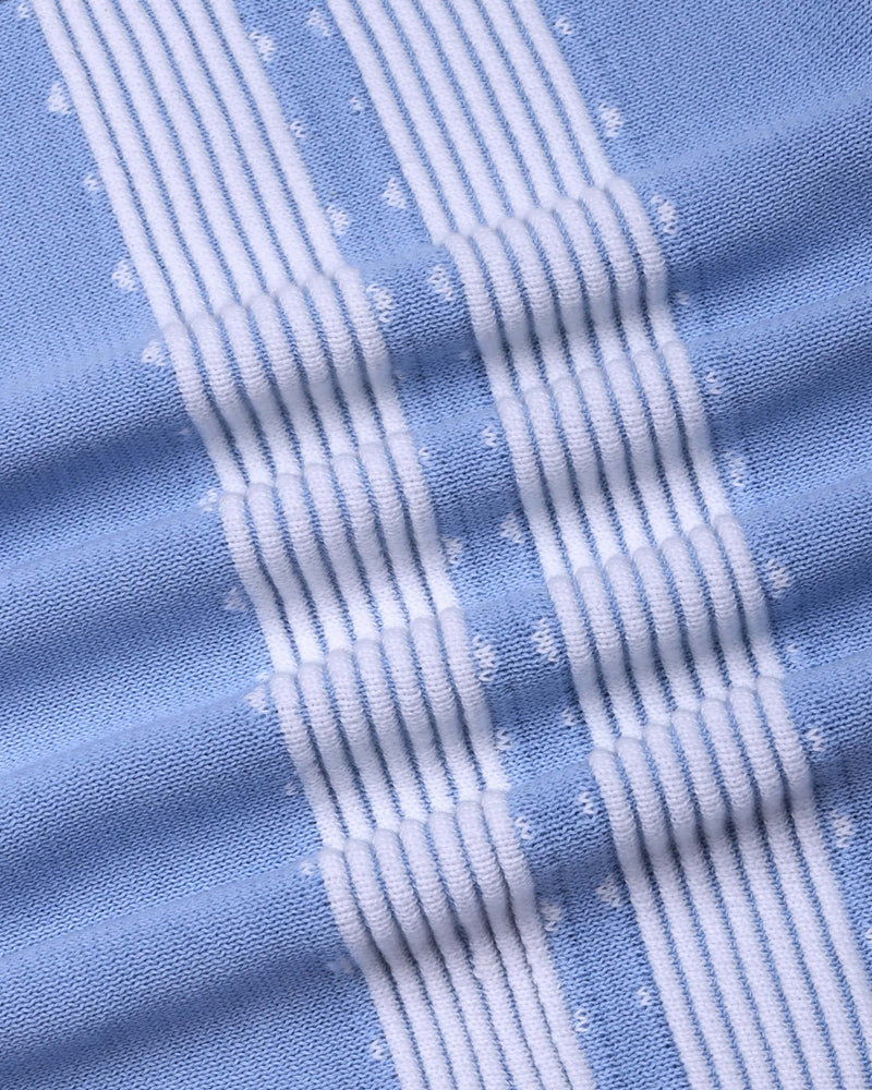 Unix SkyBlue With White Knitted Cotton Polo T-Shirt