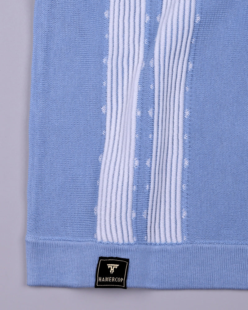 Unix SkyBlue With White Knitted Cotton Polo T-Shirt