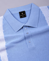 Unix SkyBlue With White Knitted Cotton Polo T-Shirt