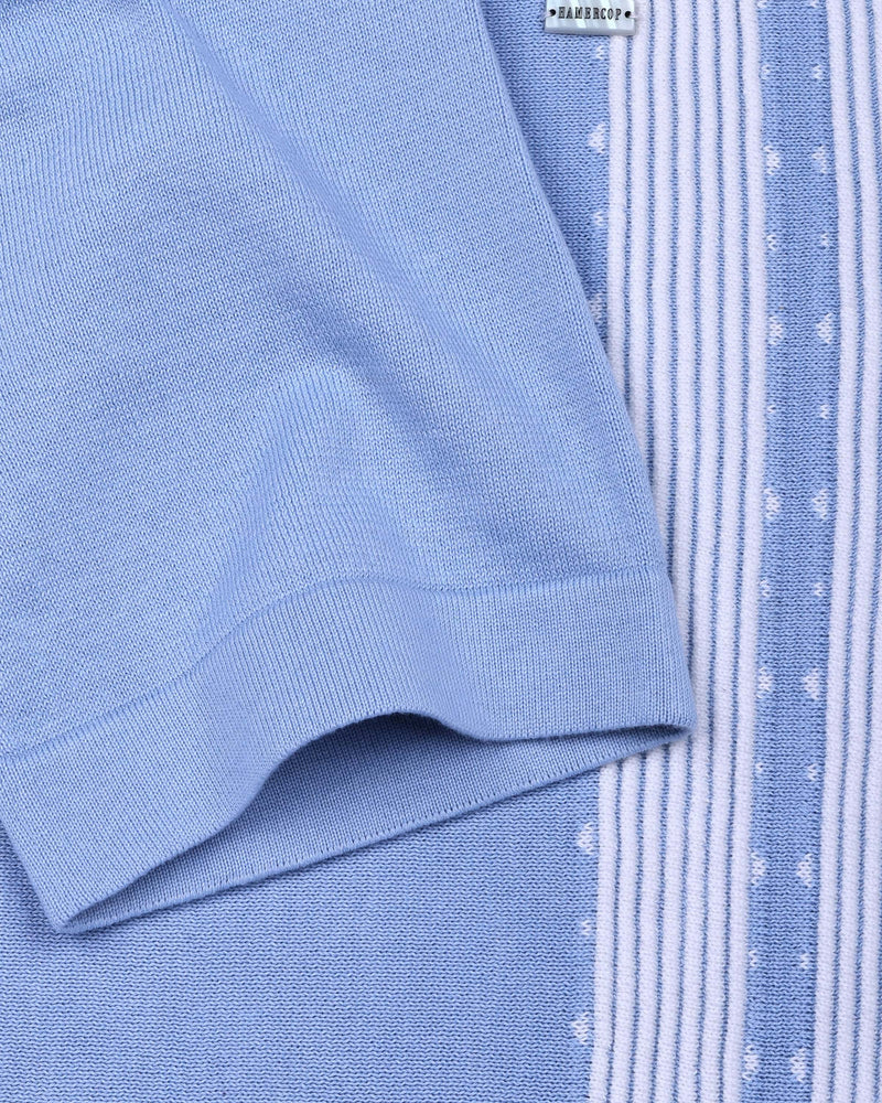 Unix SkyBlue With White Knitted Cotton Polo T-Shirt