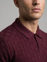 Flamora Wine Red Knitted Cotton Polo T-Shirt