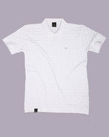 Flamora White Knitted Cotton Polo T-Shirt