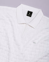 Flamora White Knitted Cotton Polo T-Shirt