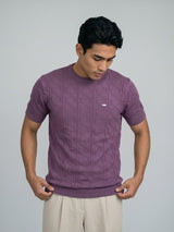 Roseate Onion Pink Knitted Cotton T-Shirt