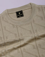 Roseate Cream Knitted Cotton T-Shirt