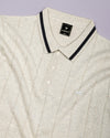 Drongo White Melange Knitted Cotton Polo T-Shirt