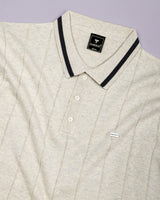 Drongo White Melange Knitted Cotton Polo T-Shirt