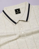 Drongo White Melange Knitted Cotton Polo T-Shirt