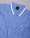 Drongo Blue Melange Knitted Cotton Polo T-Shirt
