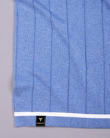 Drongo Blue Melange Knitted Cotton Polo T-Shirt